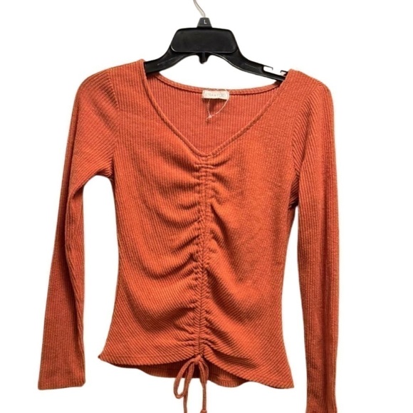 Ultra Flirt Long Sleeve Top Ribbed Orange Salmon pinkish color size S - Picture 5 of 12